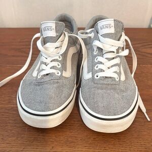 Vans Gray Canvas Old Skool Sneakers with White Stripe